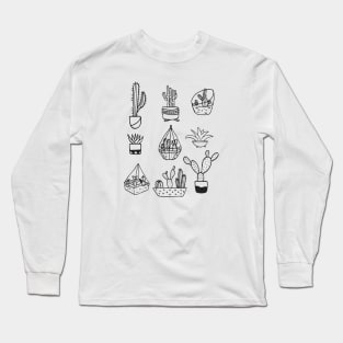 Cactus Family Ink Design Long Sleeve T-Shirt